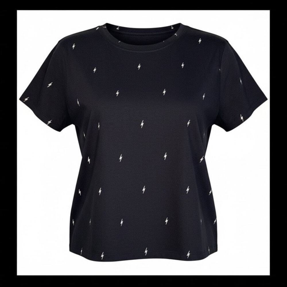 Arizona Jean Co Women's Black Short Sleeve T-Shirt Lightning Bolt Size XXL